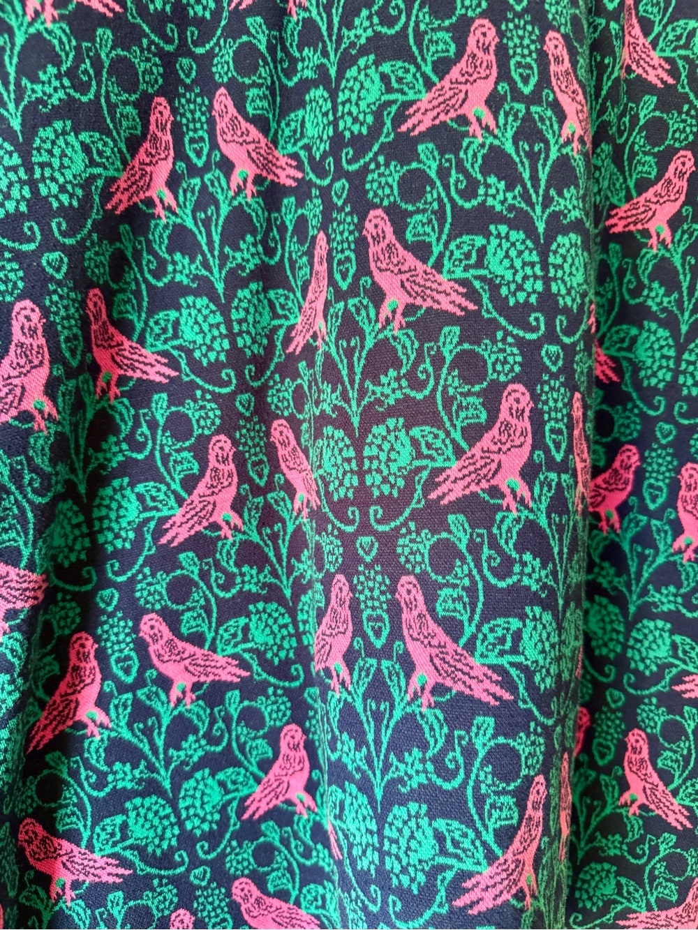 Boden Annie Jacquard Dress in Navy/Green/Pink Bird Motif - Picture 6 of 9